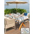thumbnail image 4 of Outdoor Tablecloth with Umbrella Hole and Zipper, Fall Pumpkins Rectangle Table Cloth 52x70 Inch Waterproof Tablecloth, Teal Blue Grey Thanksgiving Black Plaid Polka Dot Picnic Table Cover for Patio, 4 of 7