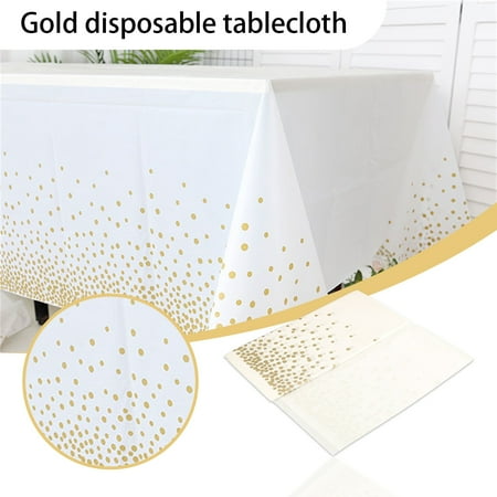 

SHUDAGENG Gold Disposable Tablecloths Plastic Tablecloths White Tablecloths Gold