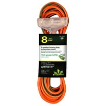 GoGreen Power 16/3 8' 3 Outlet Heavy Duty Extension Cord - Lighted End