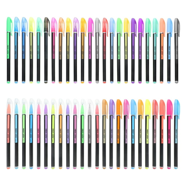 48Pcs Gel Pens for Stationery Students Office Workers Metallic Neon Milky Glitter Ink Fine Tip Writing