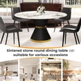 thumbnail image 3 of Artificial Stone Round Dining Table | Can Be Used for Years in Family Dining | Black Carbon Steel Base for Stability | Keeps Clean with Simple Wiping, 3 of 6
