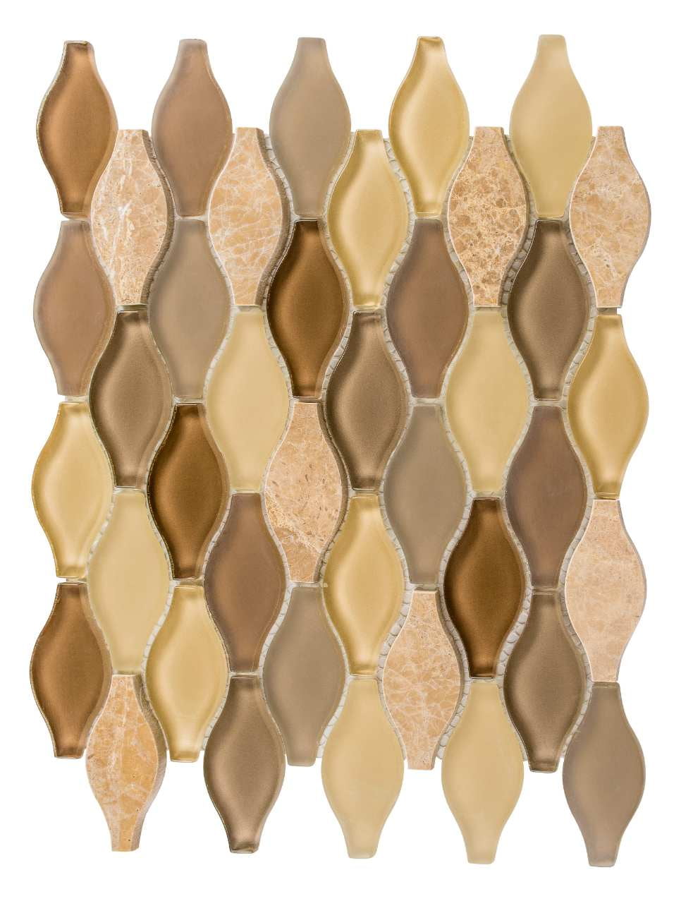 Annabelle Umber Glass and Stone Arabesque Mosaic Tile