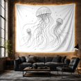 thumbnail image 6 of Jellyfish Sketches with Bubbles on White Background, Dreamy Minimalist for Ocean Lovers, Sea Life Wall Art, Housewarming Gift, Tapestry Wall Hanging for Bedroom and Dorm, 6 of 7