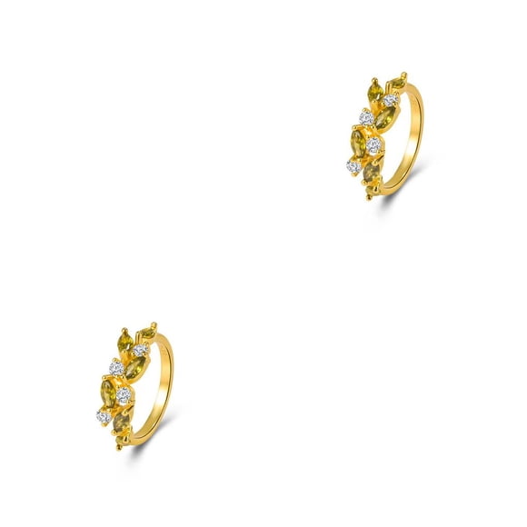 Minnieouse Anillo de cristal para mujer, nudillo elegante para niñas, aniversario de boda, joyería de moda, Club, esposa diaria, regalo personalizado Tamaño 10 2piezas Minnieouse CBP251502