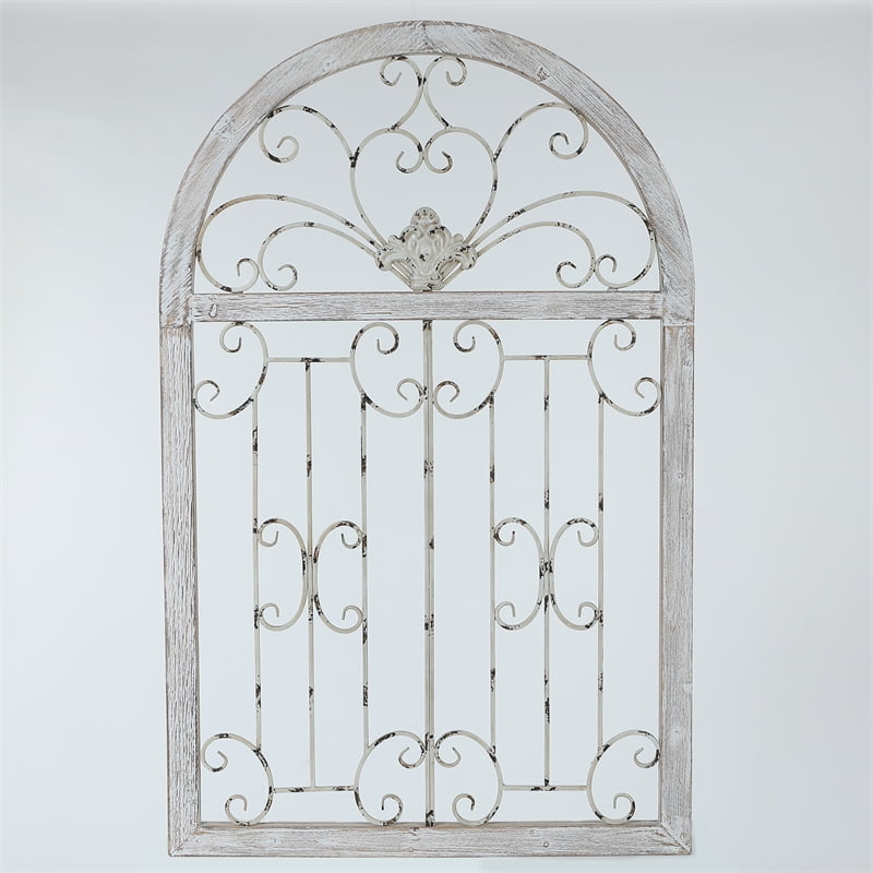Metal Garden Arch White Wash Shabby Chic Ornate Vintage Design Scrolled Planters 