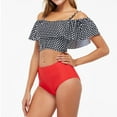 thumbnail image 4 of Women‘s Ruffled Two Piece Swimsuit Floral Printing High Waisted Bathing Suit Tummy Control Swimwear Bikini, 4 of 5