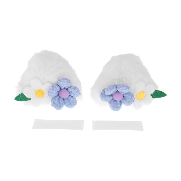 Accesorios para Casco de Motocicleta Decoración Orejas de Gato con Flor para Cascos de Motocicleta Bicicleta Esquí Blanco Leche de Coco Piel de Peluche Adhesivo 2 Juegos