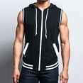thumbnail image 4 of ZVNAΖH Mens Sleeveless Hooded Sweatshirts Full Zip Hoodies Drawstring Vest Coat with Pockets, 4 of 6