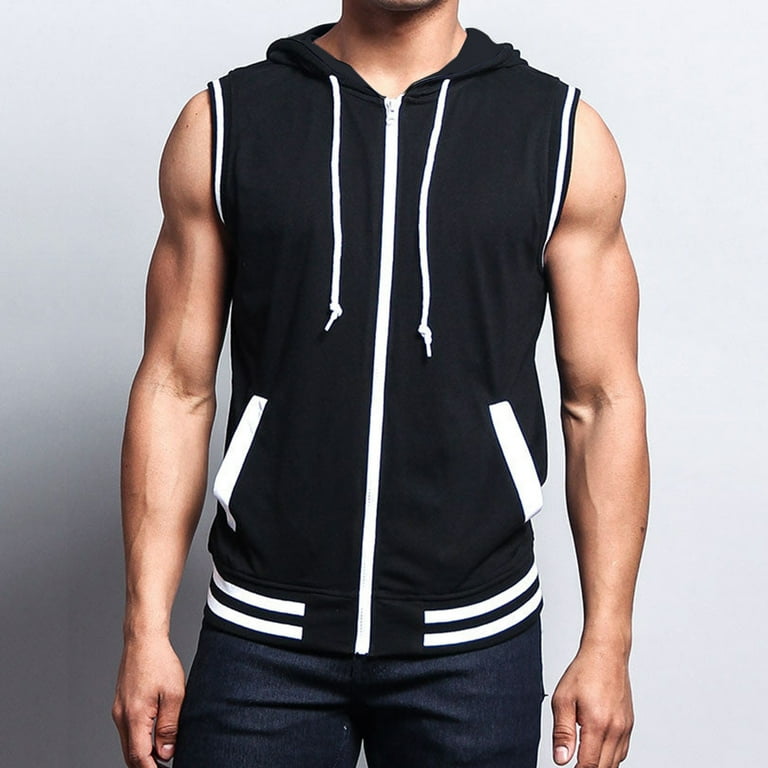 AIEOTT Mens Zip Up Hoodie Vest with Hood Plus Size