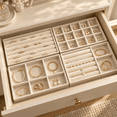 thumbnail image 3 of 4-Pack Jewelry Tray Drawer Organizer, Stackable Velvet Jewelry Storage Trays for Rings, Earrings, Necklaces and Bracelets, Beige, 8.27 x 4.92 in, 3 of 8