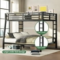 thumbnail image 3 of Miniyam Full XL over Queen Metal Bunk Bed with 2 Ladders, Heavy Duty Noise-Free Frame with Guardrails, No Box Spring Needed, for Adults, Black, 3 of 7