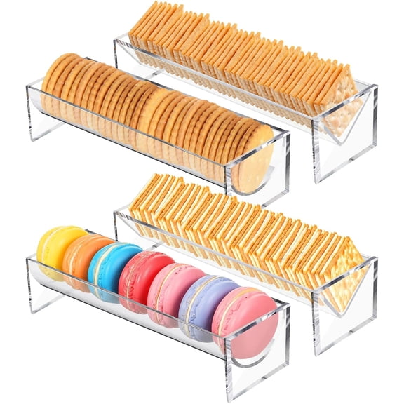ABPETE 2 Pcs Clear Cracker Tray for Serving Rectangular Cracker Holder Acrylic Serving Tray Food Display Stands for Party Biscuit Cracker Dish Charcuterie Board Platter for Wedding Home Party Events