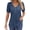 Blue, variant on MOYIKO Blouses for Women Pleated Button Puff Short Sleeve Shirts Dressy Casual V Neck Tunic Tops Summer Shirts