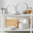thumbnail image 4 of vancasso 12 Pcs Dinnerware Set, Ceramic Plates and Bowls Set for 4, Curve Vertical Shape Dinner set, White Porcelain Dish Set, 4 of 8