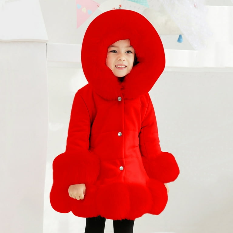 Entyinea Girl's Cozy Sherpa Jacket Cardigan Jacket Warm Outwear Coat for  Kids Red 160 