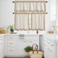thumbnail image 3 of Farmhouse Vintage Pastoral Style Burlap Texture Curtain Tier and Valance Set 3 Piece, Retro Linen 3-inch Rod Pocket Window Tier Curtains Valance for Kitchen Living Room, 3 of 9