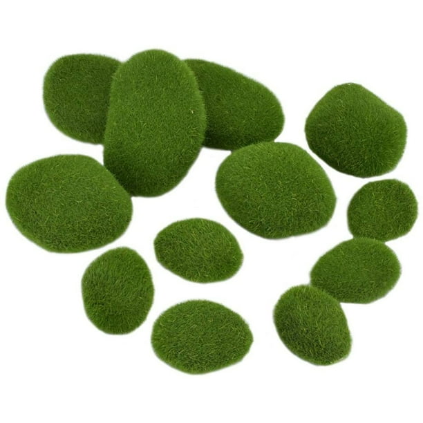 Piedras De Musgo Artificiales, Simulación Decorativa Para Jardín De Macetas Con 12 Uds. De Roca De Musgo, Bolas De Musgo Verdes Pequeñas, Medianas Y Grandes