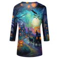 thumbnail image 5 of Halloween Tshirts for Women 3/4 Sleeve Tops Funny Graphic Tees Fall V Neck Loose Fit Party Halloween T-Shirts, 5 of 6