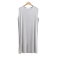 thumbnail image 2 of Floleo Robe de Nuit Sans Manches à Col Rond pour Homme, Douce et Confortable, Tenue d'Intérieur, Coupe Ample, Respirante, Légère, Peignoir Décontracté, Mode, Vêtement de Nuit (Kaki, G), 2 of 7