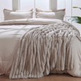 thumbnail image 3 of Blanket Queen Size for Bed - Stripe Faux Rabbit Fur Blanket, Cozy Soft Fluffy Fuzzy Blanket for Sofa, Warm Thick Furry Plush Shaggy Large Blankets for Women, Pink,90x90 Inches, 3 of 8