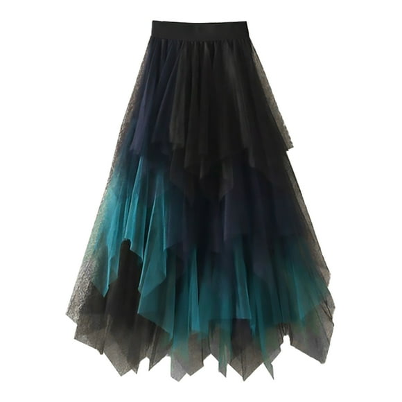 Pavied Maxi Skirt Long Skirt A Line Skirt Tulle Skirt Ruffle Multilayer Mesh A Line Tier Tutu Prom Wedding Long Tulle Skirts High Waisted Skirts for Women Fall Skirt Clearance Items Black 2XL