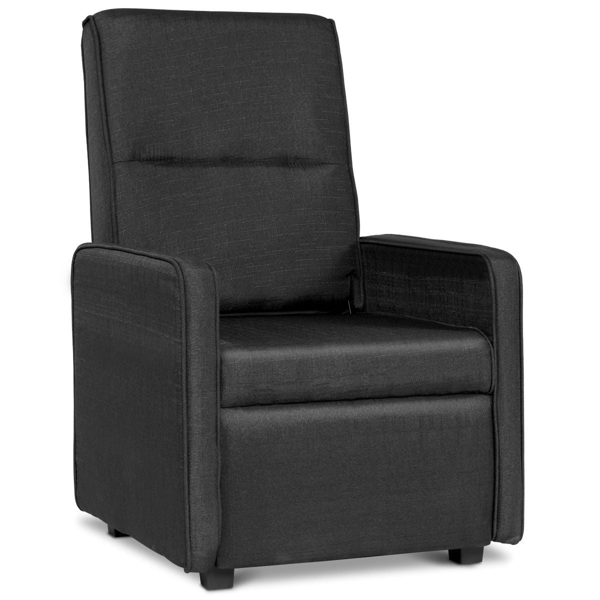 Gymax manual single sofa chair foldable back lounger linen accent armchair w footrest