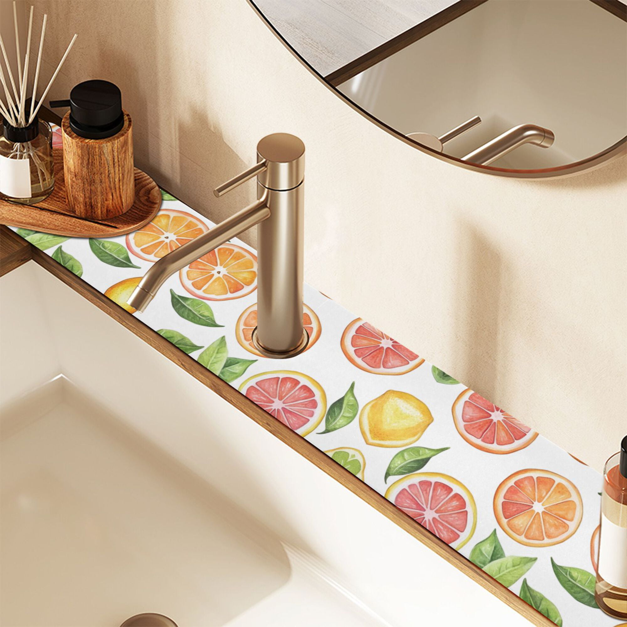 Yayeee Faucet Mat for Kitchen Sink 30" Diatomite Long Splash Guard Pad, Candy Orange, 2 Pack