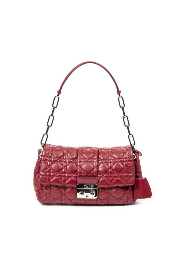 Pre-Owned Dior Red New Lock Flap Chain Bag Shoulder Bag Cannage Lambskin Leather