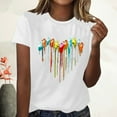 thumbnail image 4 of Womens Summer Tops 2023 Summer Sexy Gradient Print Round Neck Regular Short Sleeves Top, 4 of 8