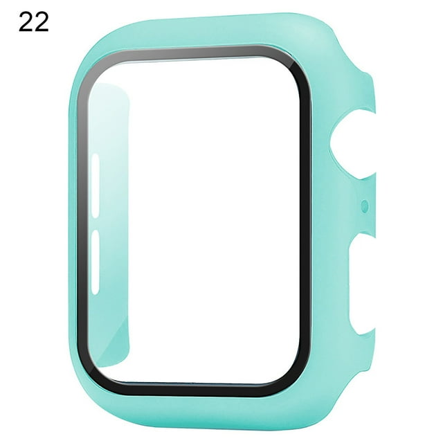 Flmtop 1 Pce Protecteur d'Écran de Montre avec Protection Globale à 360° Anti-Rayures Étuis de Montre Intelligente PC Verre Trempé Protecteur d'Écran de Montre Housse de Protection Confortable Compatible avec Apple Watch 6/Se