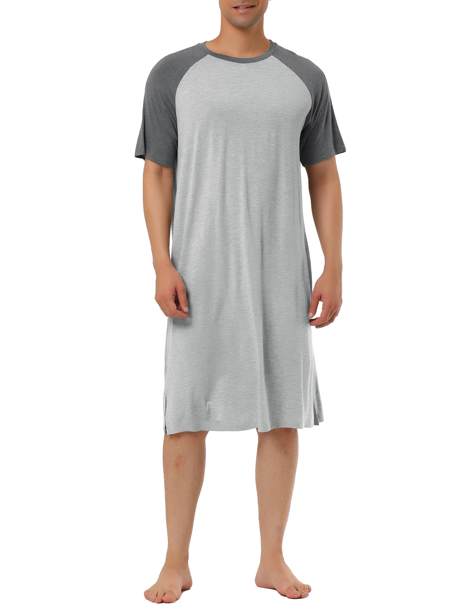 Unique Bargains Men's Nightshirt Raglan Sleeves Lounge Nightgown