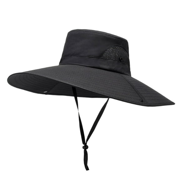 Oversized Sun Hat for Men | Fisherman's Wide Brim Outdoor Cap – Windproof Rope, UV Protection, Lightweight Summer Mountaineering & Fishing Hat | Solid Color | 1 Pack