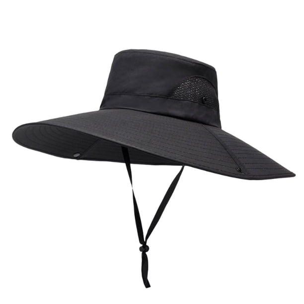 Sombrero De Sol Extragrande, Estilo Pescador, Resistente Al Viento, Ajustable Con Cuerda, Color Liso, Para Hombre, Ideal Para Actividades Al Aire Libre, Montaismo, Pesca Y Viajes., UKHBMC