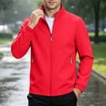 thumbnail image 2 of TRUNZI Water‑Resistant Jackets for Men Zip Up Long Sleeves Stand Collar Lightweight Elastic Cuff Windbreaker Casual Outerwear with Zipper Pockets,Red,Size XS, 2 of 9