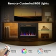 thumbnail image 4 of Bestier Fireplace TV Stand with 23" Electric Fireplace for TVs up to 70 inch, LED Light Entertainment Center with Adjustable Shelf, Modern Media Console with Highlight Cabinet for Living Room, Brown, 4 of 10