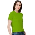 thumbnail image 2 of eloria Women's Lycra Round Neck Slim Fitted Basic Tee Tops Short Sleeve T-Shirt, Color : Parrot Green, 2 of 6