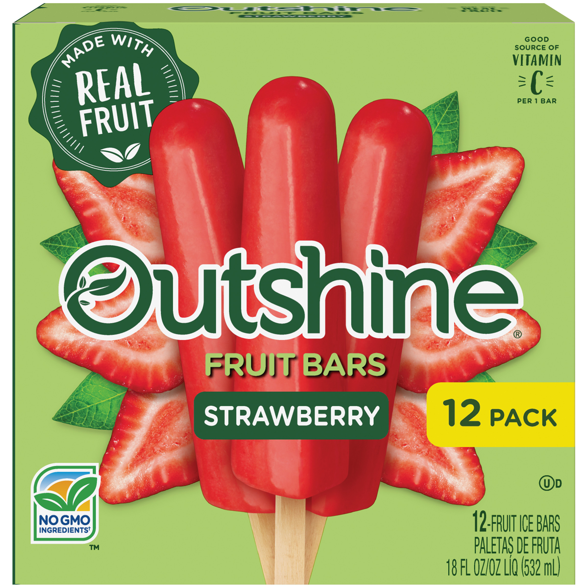 OUTSHINE Strawberry Frozen Fruit Bars - Refreshing Frozen ...