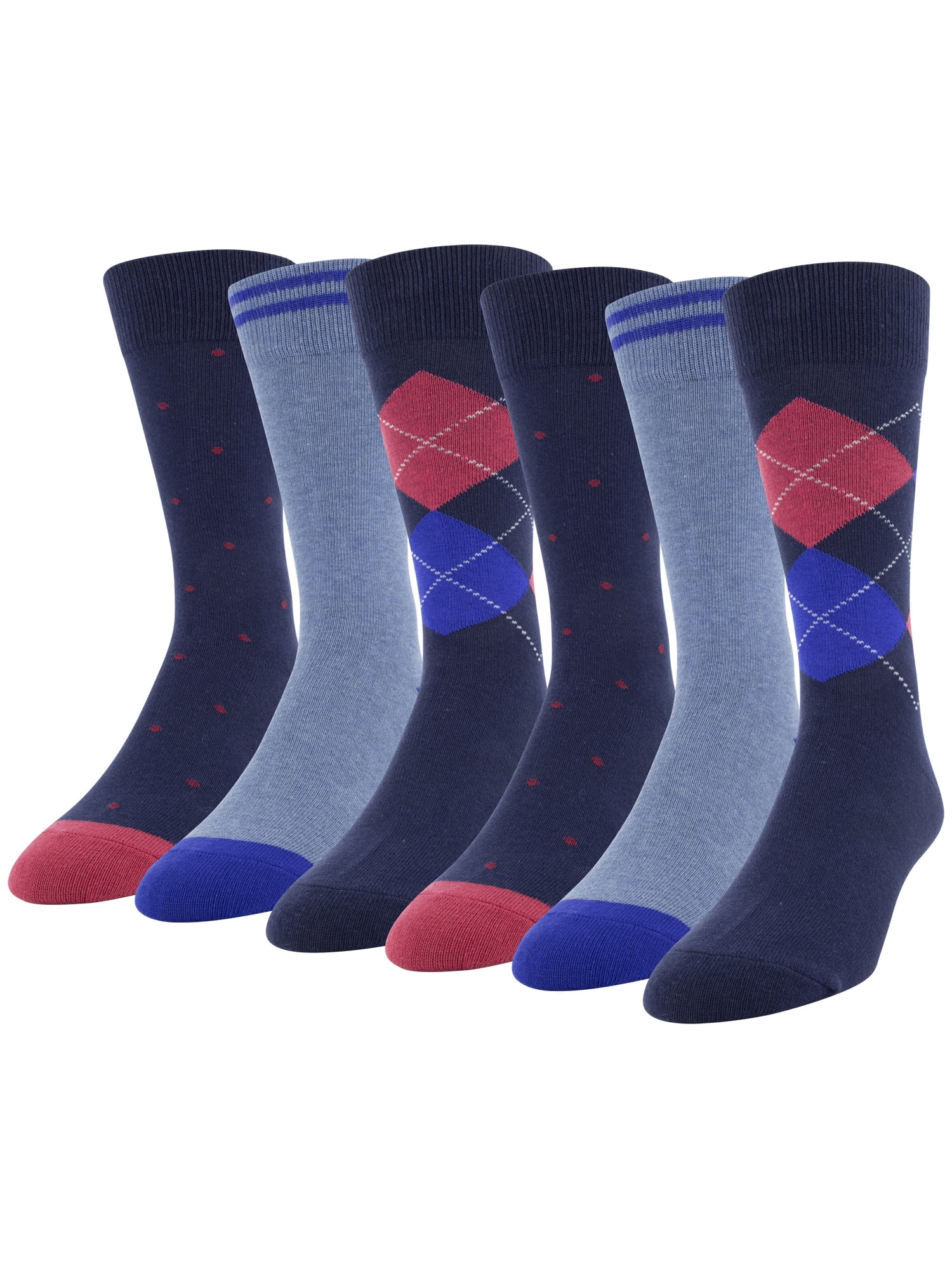 Men's Argyle Dress Crew Socks, 6 Pairs