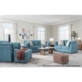 thumbnail image 2 of Roundhill Furniture Clareen 3-Piece Living Room Set, Sofa Loveseat and Cutler Chair, Teal, 2 of 11