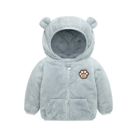 

Odeerbi Clearance Baby Boys Girls Coats Winter Outerwear Jackets Kids Fleece Hoodie Fall Hooded Jacket Solid Coat Tops