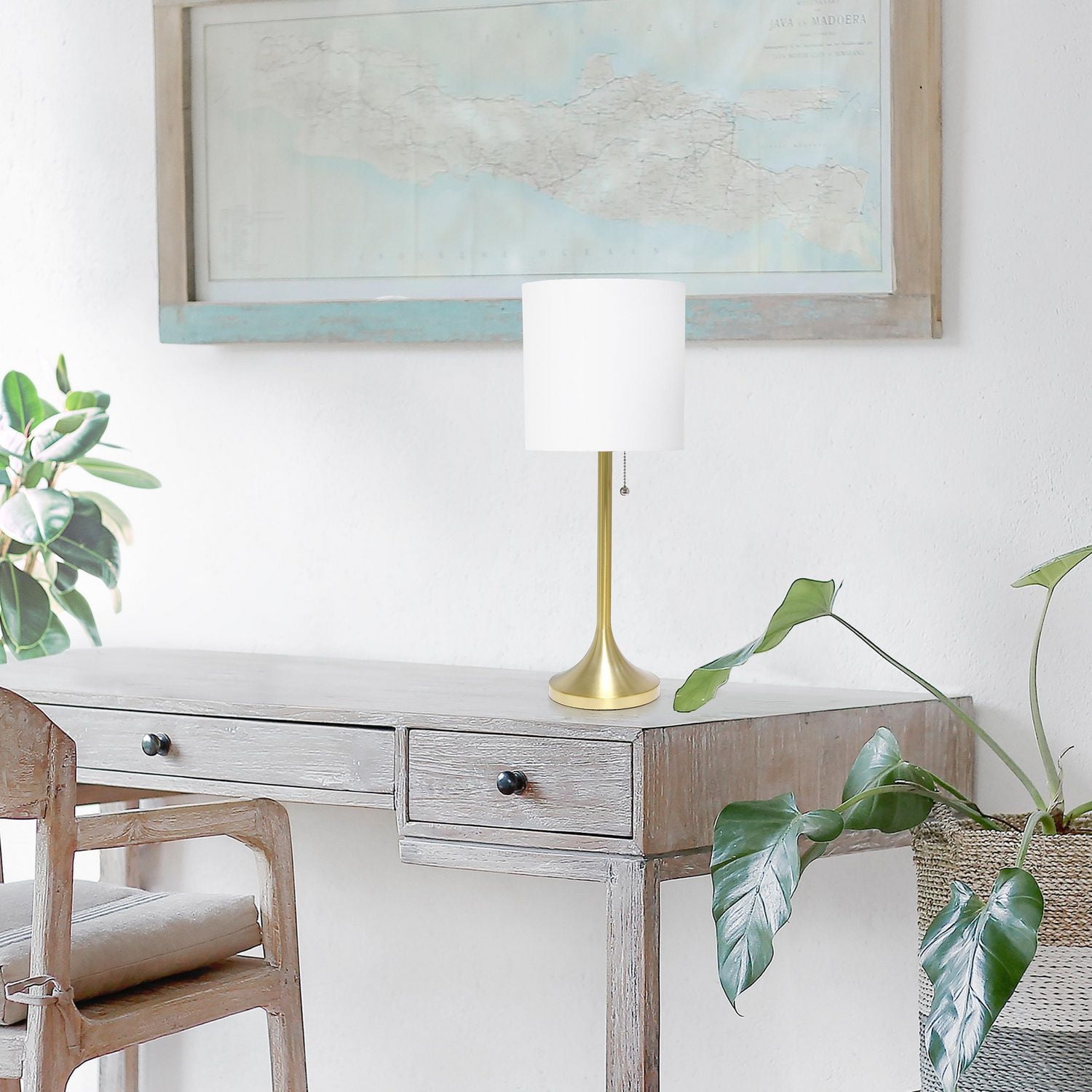 Lampe de table conique Simple Designs avec abat-jour en tissu