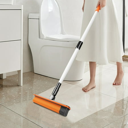 

2 In 1 Cleaning Supplies Scalable Cleaning Floor Scrub Brush Home Essential Floor Brush With Handle Grout Brush Scrape V-Shape Stiff Bristle Cleaning Brush With Squeegee 180° Rotating