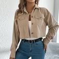 thumbnail image 2 of PFRNLF Cropped Corduroy Jackets for Women Fall Casual Button Down Long Sleeve Crop Shacket Jacket, 2 of 8