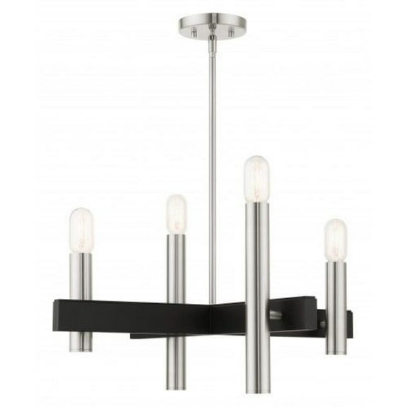 Scandinavian Mid Century Modern6 Light Small Chandelier-Brushed Nickel Finish Bailey Street Home 218-Bel-4363019