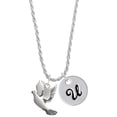 thumbnail image 1 of Delight Jewelry Silvertone Dove Silvertone Script Initial Disc - U - Charm Necklace, 20"+3", 1 of 4