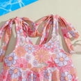 thumbnail image 5 of Toddler Swimsuit Toddler Swimwear Summer Short Sleeve Floral Prints Tops Shorts 2Pcs Set Bathing Suits Girls Pink 3 Months-6 Months, 5 of 6