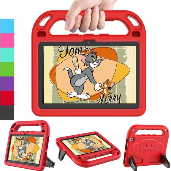 BMOUO Kids Case for Fire HD 8 & HD 8 Plus Tablet (12/10th Generation, 2024/2022/2020 Release), Shockproof Handle Stand Kids Case, Red