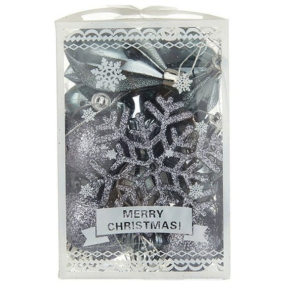 16PCS Christmas Balls Ornaments Set, Colorful Shatterproof Plastic Decorative Baubles for Xmas Tree Decor Holiday Wedding Party Decoration with Hanging Hooks, Gray