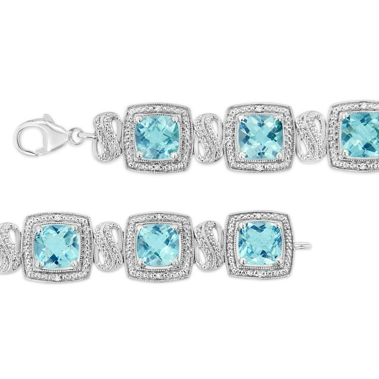 Blue Topaz, Silver Bracelet/ Blue Topaz, Silver Earrings/ Blue