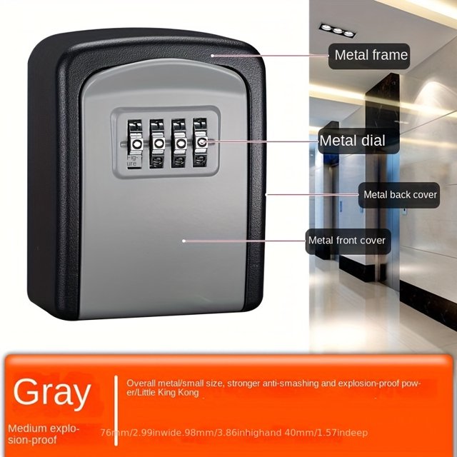 QJUHUNG 1pc Wall-mounted Key Storage Lock Box Household Key Waterproof Convenient Combination 4-digit Password Lock Box Indoor And Outdoor Fixed Spare Key And Shared Key Resettable Cod